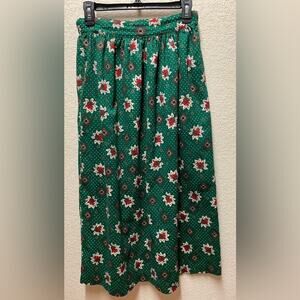 Green Floral A-Line Skirt